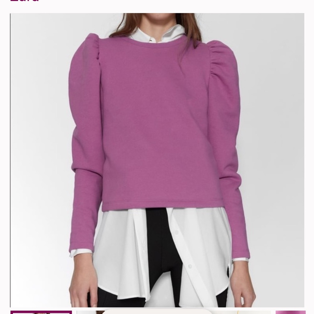 Zara Puff Sleeve Sweatshirt - Picture 2 of 6